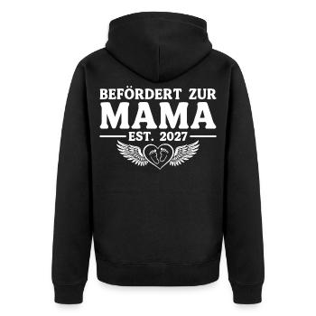 Befördert zur Mama 2027 – Baby Ankündigung - Unisex Premium Bio Zip Hoodie - Schwarz - Hinten - Nico (187cm)