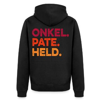 Onkel Pate Held - Unisex Premium Bio Zip Hoodie - Schwarz - Hinten - Nico (187cm)