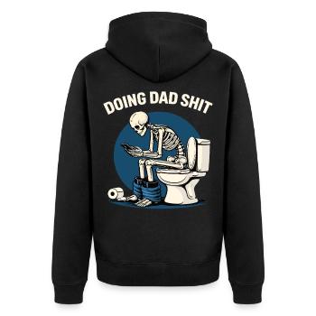 Chemise de papa drôle Humour squelette toilettes - Veste à capuche bio Premium Unisexe - noir - Dos - Nico (187cm)