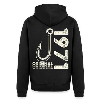 55th Birthday Gift Angler Fishing Man 1971 - Unisex Premium Organic Zip Hoodie - black - Back - Nico (187cm)