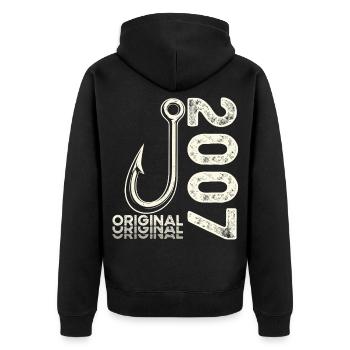 19th Birthday Gift Angler Fishing Man 2007 - Unisex Premium Organic Zip Hoodie - black - Back - Nico (187cm)