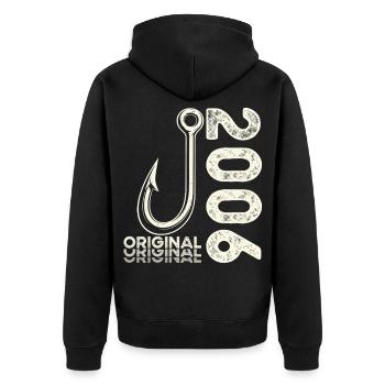 20th Birthday Gift Angler Fishing Man 2006 - Unisex Premium Organic Zip Hoodie - black - Back - Nico (187cm)