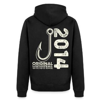 12th Birthday Gift Angler Fishing Man 2014 - Unisex Premium Organic Zip Hoodie - black - Back - Nico (187cm)