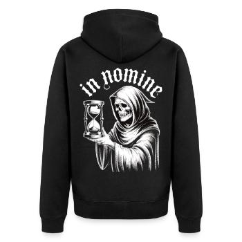 Grim Reaper Skull Time Memento Mori Gothic Shirt - Unisex Premium Organic Zip Hoodie - black - Back - Nico (187cm)