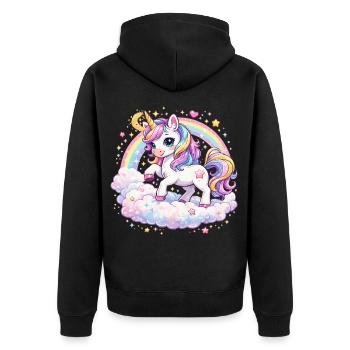 Pastel Unicorn on Cloud Arch - Unisex Premium Organic Zip Hoodie - black - Back - Nico (187cm)