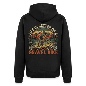 Montagnes d’aventure de vélo de gravier - Veste à capuche bio Premium Unisexe - noir - Dos - Nico (187cm)