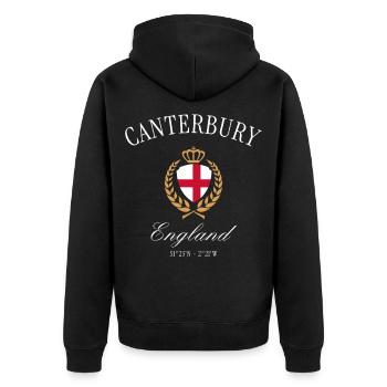 Couronne des armoiries de Cantorbéry, Angleterre, – Souvenir de voyage - Veste à capuche bio Premium Unisexe - noir - Dos - Nico (187cm)