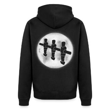 Tischkicker Kickern Jungen Herren Tischfußball - Unisex Premium Bio Zip Hoodie - Schwarz - Hinten - Nico (187cm)