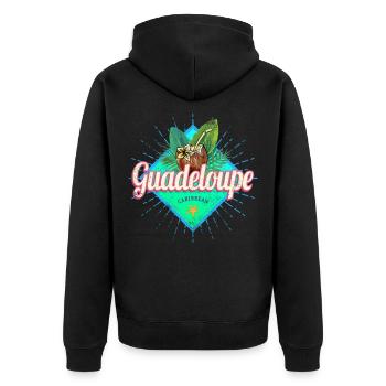 Guadeloupe Karibik Urlaub Vintage Insel Souvenir - Unisex Premium Bio Zip Hoodie - Schwarz - Hinten - Nico (187cm)