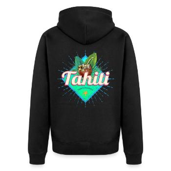 Tahiti in Französisch-Polynesien Insel Vintage - Unisex Premium Bio Zip Hoodie - Schwarz - Hinten - Nico (187cm)
