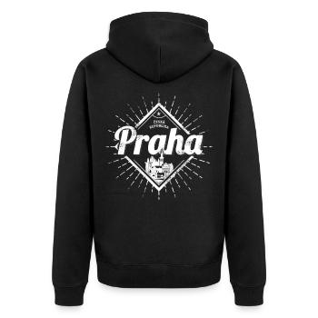 Prag Hauptstadt von Tschechischen Republik Design - Unisex Premium Bio Zip Hoodie - Schwarz - Hinten - Nico (187cm)