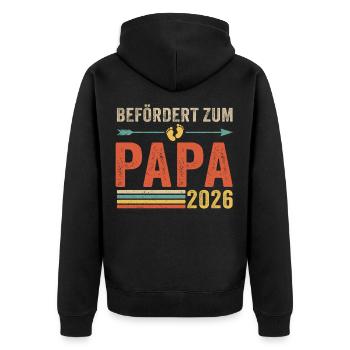 Retro Befördert zum Papa 2026 - Unisex Premium Bio Zip Hoodie - Schwarz - Hinten - Nico (187cm)