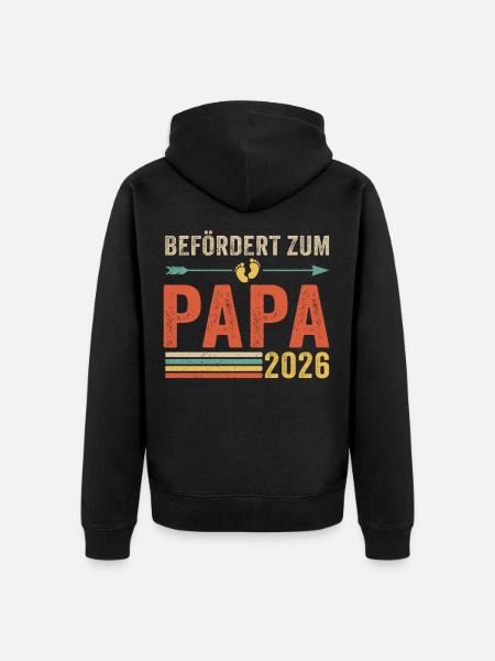 Retro Befördert zum Papa 2026 - Unisex Premium Bio Zip Hoodie - Schwarz