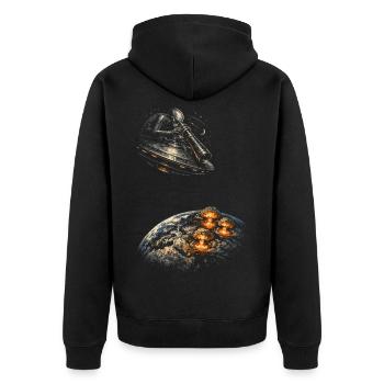 Astronomie Astronom - Unisex Premium Bio Zip Hoodie - Schwarz - Hinten - Nico (187cm)