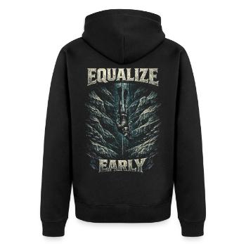 Freediving Freediving Equalize Early - Unisex Premium Organic Zip Hoodie - black - Back - Nico (187cm)