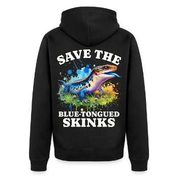 Save Blauzungenskink - Unisex Premium Bio Zip Hoodie - Schwarz - Hinten - Nico (187cm)