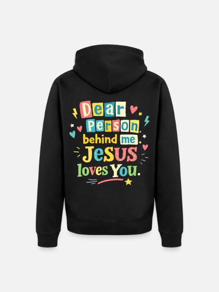 Jésus t’aime, message positif - Veste à capuche bio Premium Unisexe - noir