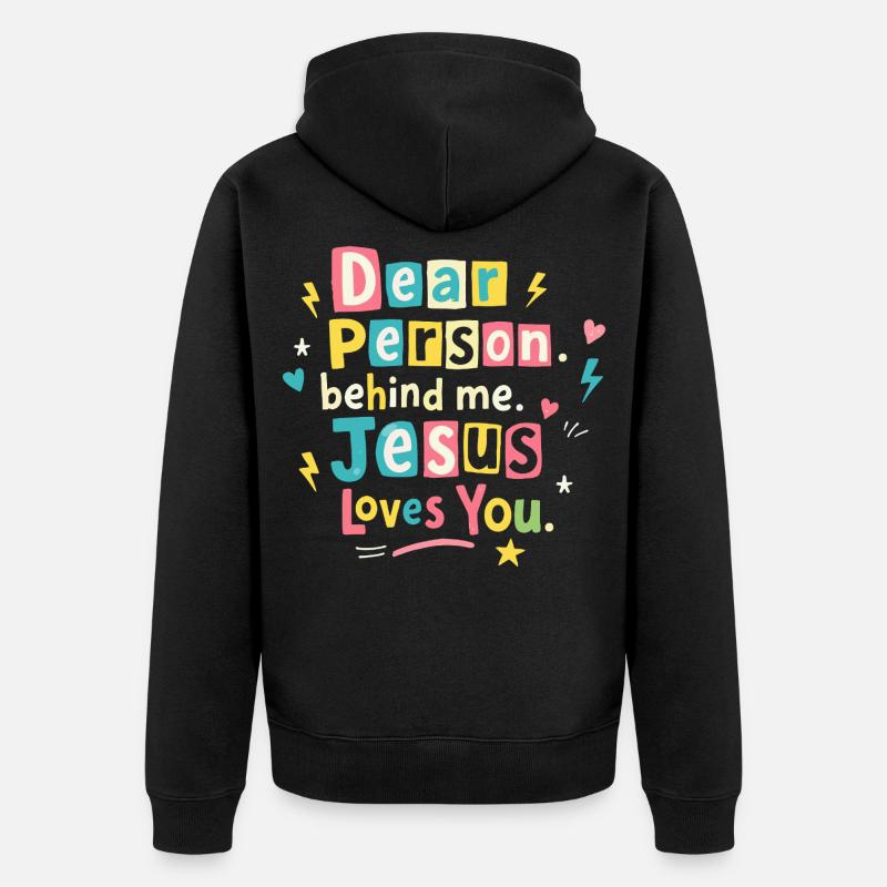 Jésus t’aime, message positif - Veste à capuche bio Premium Unisexe - noir
