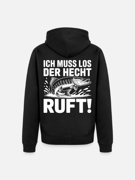 Hecht Angeln Humor - Unisex Premium Bio Zip Hoodie - Schwarz