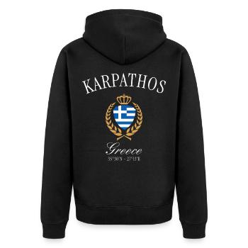 Karpathos Griechenland Wappen Krone Reise Souvenir - Unisex Premium Bio Zip Hoodie - Schwarz - Hinten - Nico (187cm)
