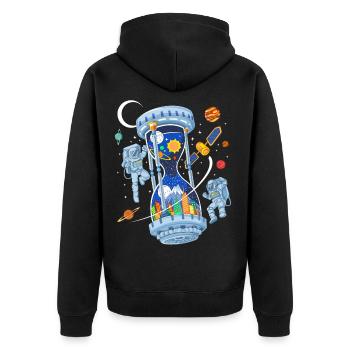 Space Hourglass Astronauts Galaxy Time - Unisex Premium Organic Zip Hoodie - black - Back - Nico (187cm)