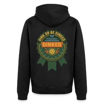 Pickleball-lustiger Spieler Dink Oder Werde Dinked - Unisex Premium Bio Zip Hoodie - Schwarz - Hinten - Nico (187cm)