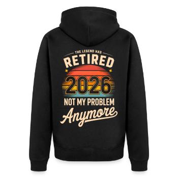 Retired 2026 Funny Retired Graphic Men Retiremet - Unisex Premium Organic Zip Hoodie - black - Back - Nico (187cm)