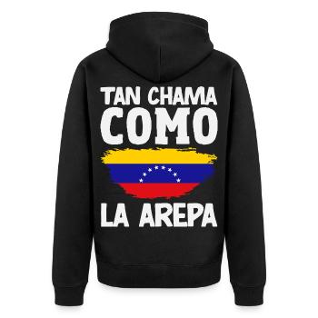 Venezuela Flagge Stolz & Heimat Venezuela - Unisex Premium Bio Zip Hoodie - Schwarz - Hinten - Nico (187cm)