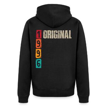 Vintage 1996 - Unisex Premium Bio Zip Hoodie - Schwarz - Hinten - Nico (187cm)