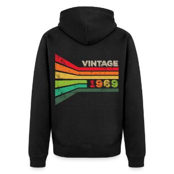 Vintage 1969 - Unisex Premium Organic Zip Hoodie - black - Back - Nico (187cm)