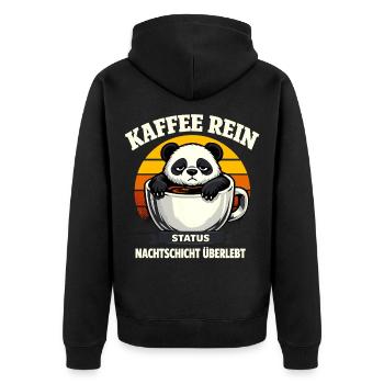 Kaffee rein Status Nachtschicht überlebt Panda - Unisex Premium Bio Zip Hoodie - Schwarz - Hinten - Nico (187cm)