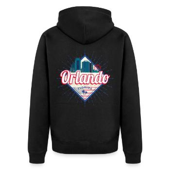 Orlando Florida in United States USA Design - Unisex Premium Organic Zip Hoodie - black - Back - Nico (187cm)