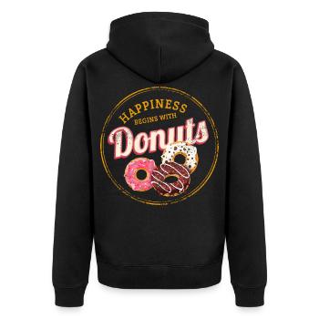 Donut Pastry Vintage Cake Doughnut Design - Unisex Premium Organic Zip Hoodie - black - Back - Nico (187cm)