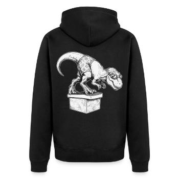 Schwimmen Dinosaurier Schwimmsport Schwimmer - Unisex Premium Bio Zip Hoodie - Schwarz - Hinten - Nico (187cm)