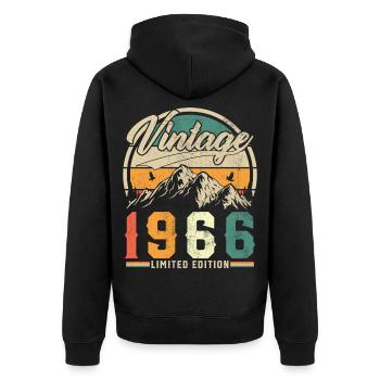 1966 Vintage Retro Geburtstagsgeschenk - Unisex Premium Bio Zip Hoodie - Schwarz - Hinten - Nico (187cm)
