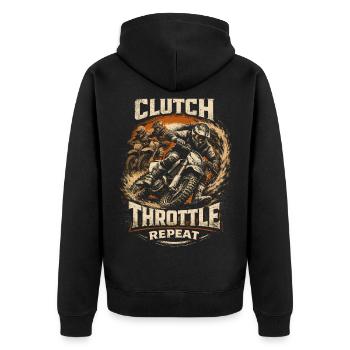 Dirtbike Dirt Bike Motocross Clutch Throttle - Unisex Premium Organic Zip Hoodie - black - Back - Nico (187cm)