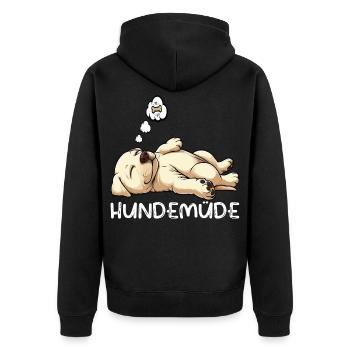 Hundemüde Labrador Labradorbesitzer Labradorhalter - Unisex Premium Bio Zip Hoodie - Schwarz - Hinten - Nico (187cm)