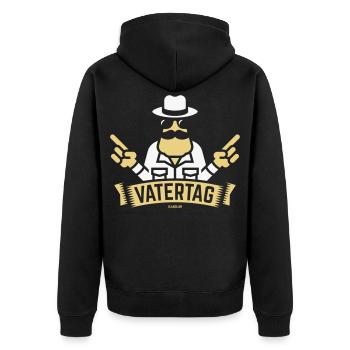 Vatertag Handzeichen (Männertag Herrentag / NEG2C) - Unisex Premium Bio Zip Hoodie - Schwarz - Hinten - Nico (187cm)
