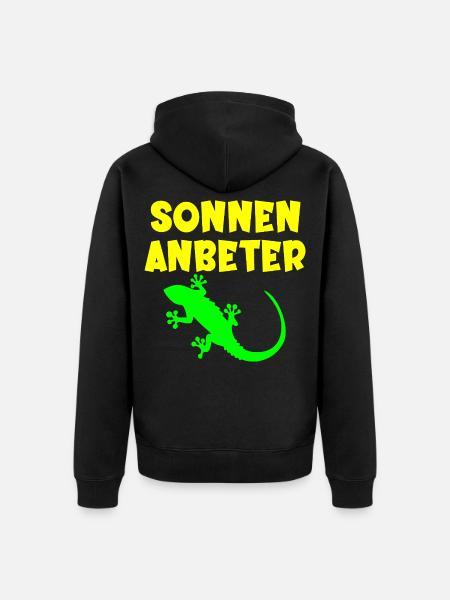 Sonnenanbeter Eidechse - Sommer Sonne - Unisex Premium Bio Zip Hoodie - Schwarz