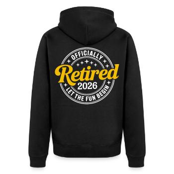 Retired 2026 Funny Retired Graphic Men Retirement - Unisex Premium Organic Zip Hoodie - black - Back - Nico (187cm)