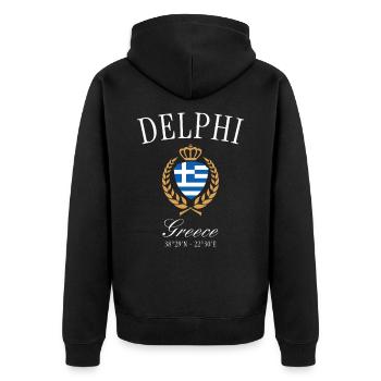 Couronne des armoiries de Delphe Grèce – Souvenir de voyage - Veste à capuche bio Premium Unisexe - noir - Dos - Nico (187cm)