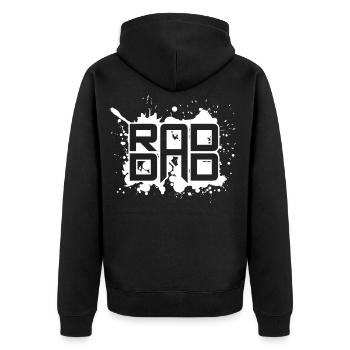 Rad Dad Retro Vintage Stil Vatergeschenk - Unisex Premium Bio Zip Hoodie - Schwarz - Hinten - Nico (187cm)
