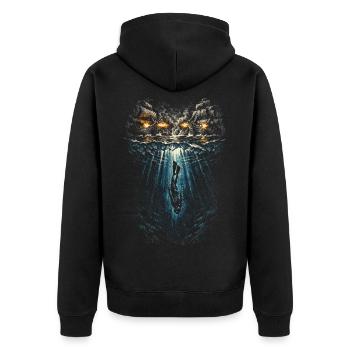 Apnoetauchen Freitauchen - Unisex Premium Bio Zip Hoodie - Schwarz - Hinten - Nico (187cm)