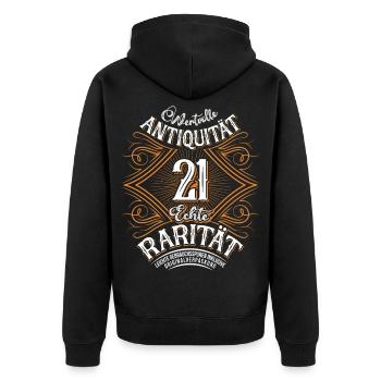 21. Geburtstag Antiquität Rarität - Unisex Premium Bio Zip Hoodie - Schwarz - Hinten - Nico (187cm)