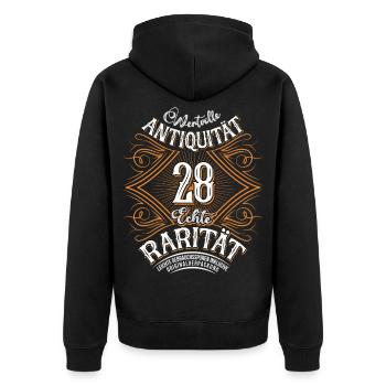 28. Geburtstag Antiquität Rarität - Unisex Premium Bio Zip Hoodie - Schwarz - Hinten - Nico (187cm)