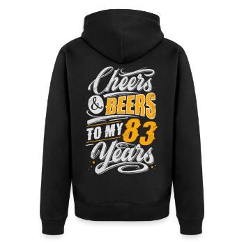 83. Geburtstag - Unisex Premium Bio Zip Hoodie - Schwarz - Hinten - Nico (187cm)