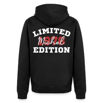 Limited Moch Edition Typography Tee - Unisex Premium Organic Zip Hoodie - black - Back - Nico (187cm)