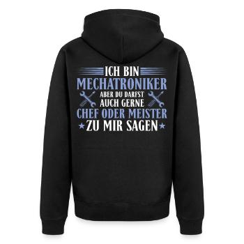 Mechatroniker Chef Meister Autoschrauber Geschenk - Unisex Premium Bio Zip Hoodie - Schwarz - Hinten - Nico (187cm)