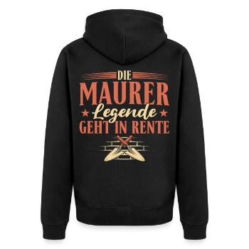 Maurer Legende geht in Rente – Ruhestand - Unisex Premium Bio Zip Hoodie - Schwarz - Hinten - Nico (187cm)