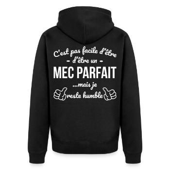 Mec Parfait Phrase Drôle Cadeau Homme Humour - Veste à capuche bio Premium Unisexe - noir - Dos - Nico (187cm)